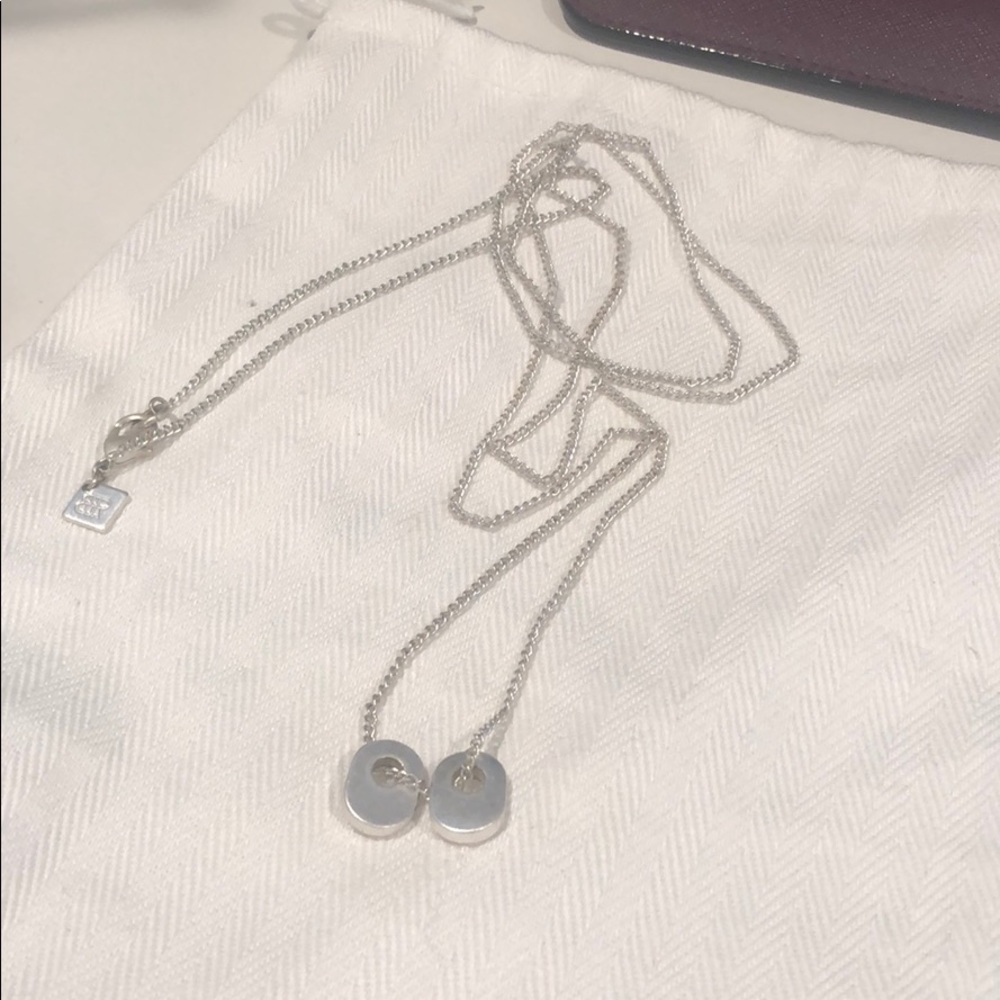 Banana republic silver mini dog tag long necklace